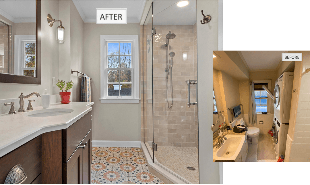 River Hills Hallway Bathroom Main Before and After Photo